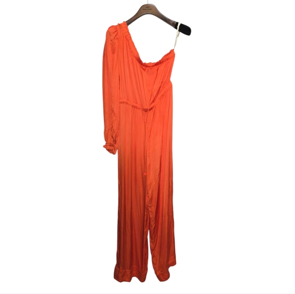 FARM Rio One-Shoulder Orange Jumpsuit - Picture 2 of 8